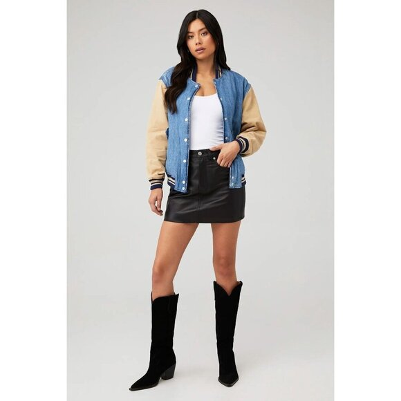 BlankNYC Varsity Jacket in Crash Course Womens Denim Jean Boyfriend - Picture 14 of 16